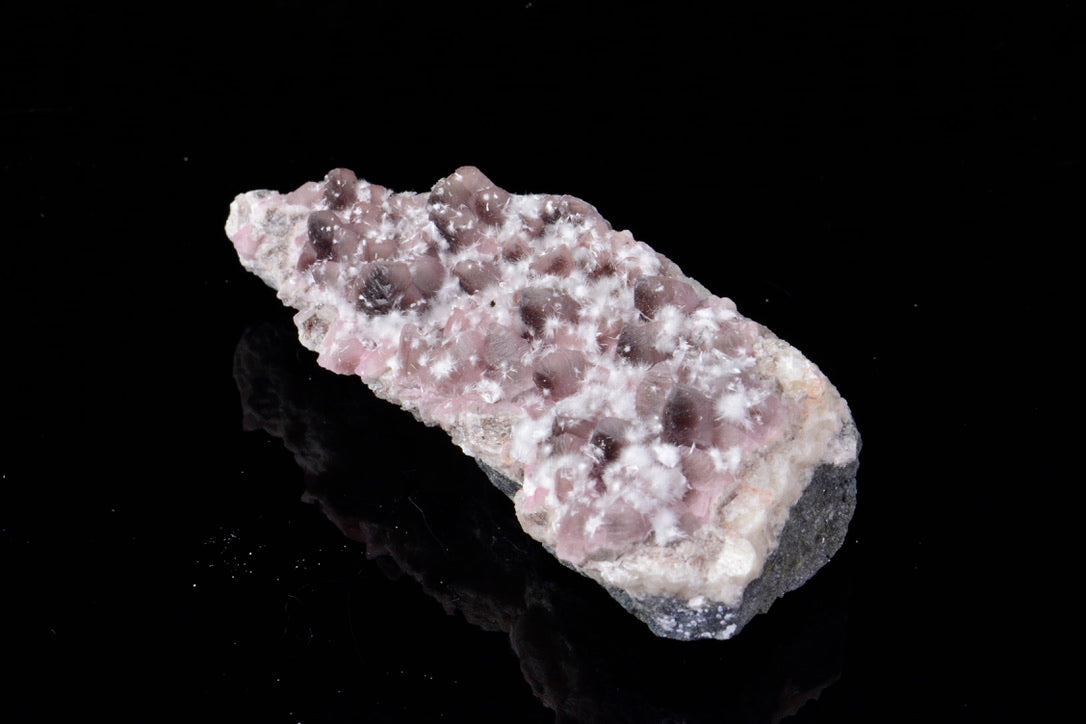 White Picropharmacolite on Pink Dogtooth Calcite
