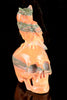Orange Calcite Skull with Owl