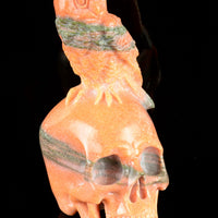 Orange Calcite Skull with Owl