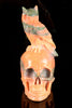 Orange Calcite Skull with Owl