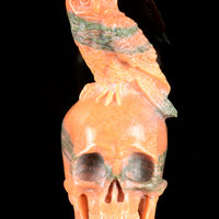 Orange Calcite Skull with Owl