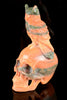 Orange Calcite Skull with Owl