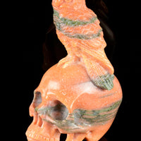 Orange Calcite Skull with Owl