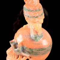 Orange Calcite Skull with Owl