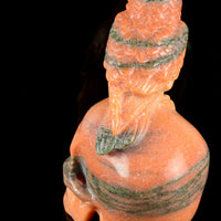 Orange Calcite Skull with Owl