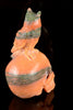 Orange Calcite Skull with Owl