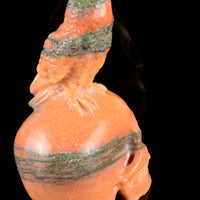Orange Calcite Skull with Owl