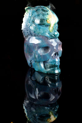 Ocean Jasper with Cat on Skull