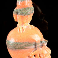 Orange Calcite Skull with Owl