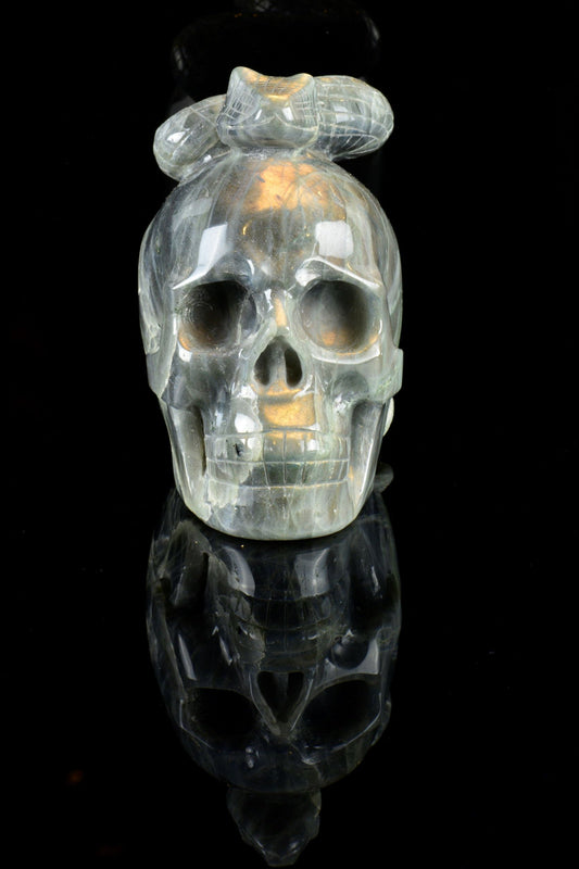 Labradorite Snake on a Skull