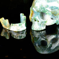 Moss Agate Skull with Removable Jaw