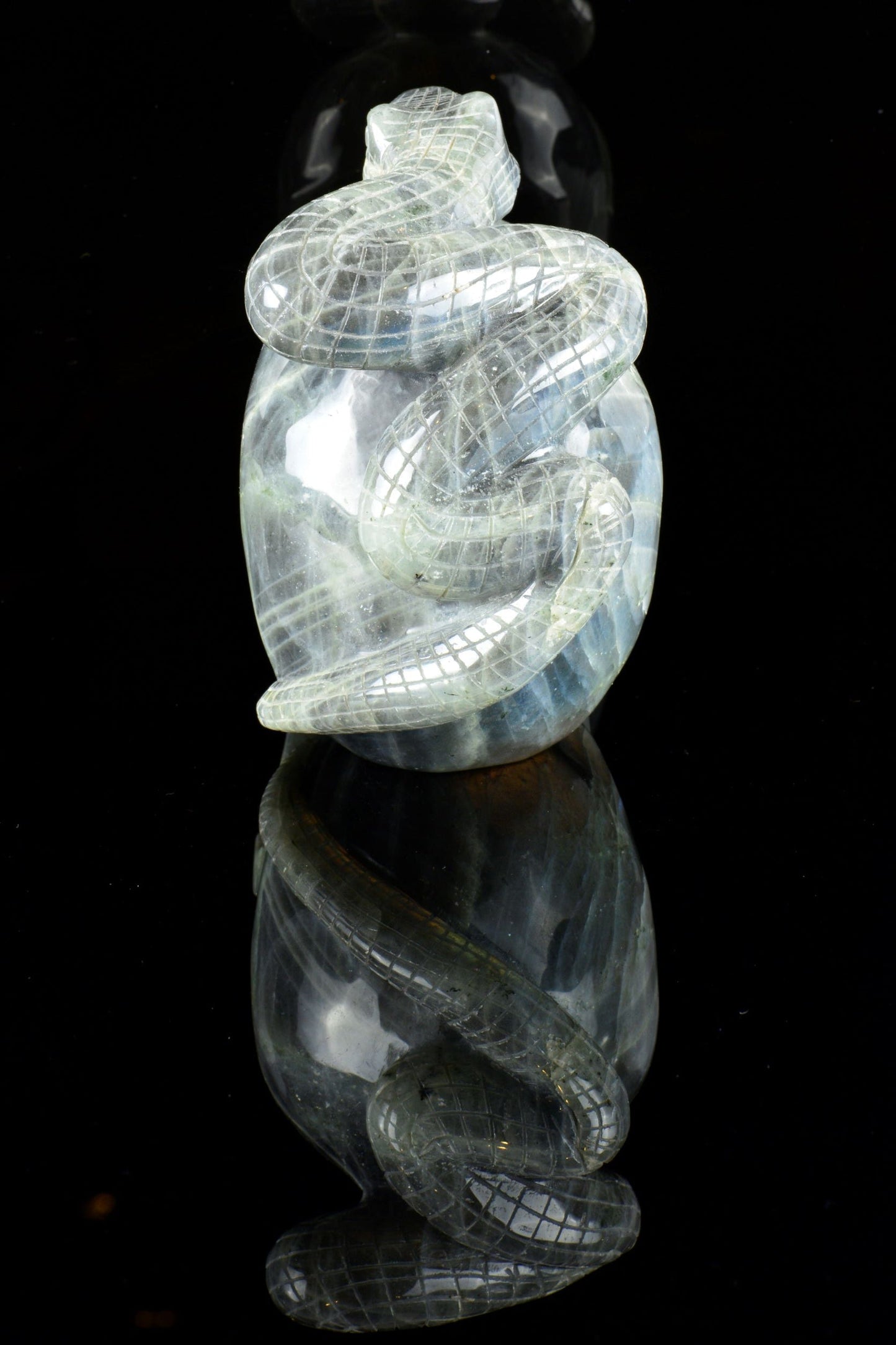 Labradorite Snake on a Skull