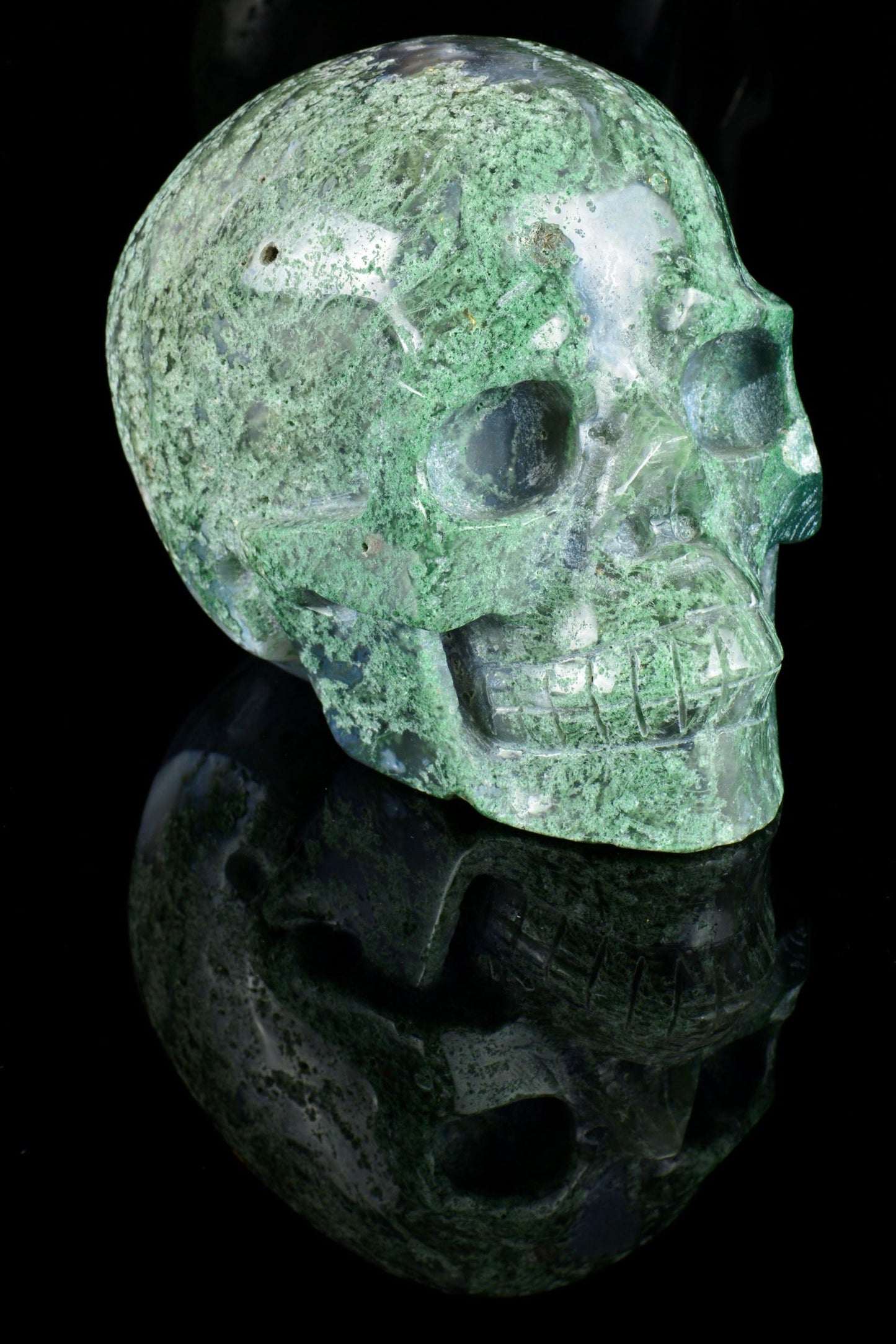 Moss Agate Skull