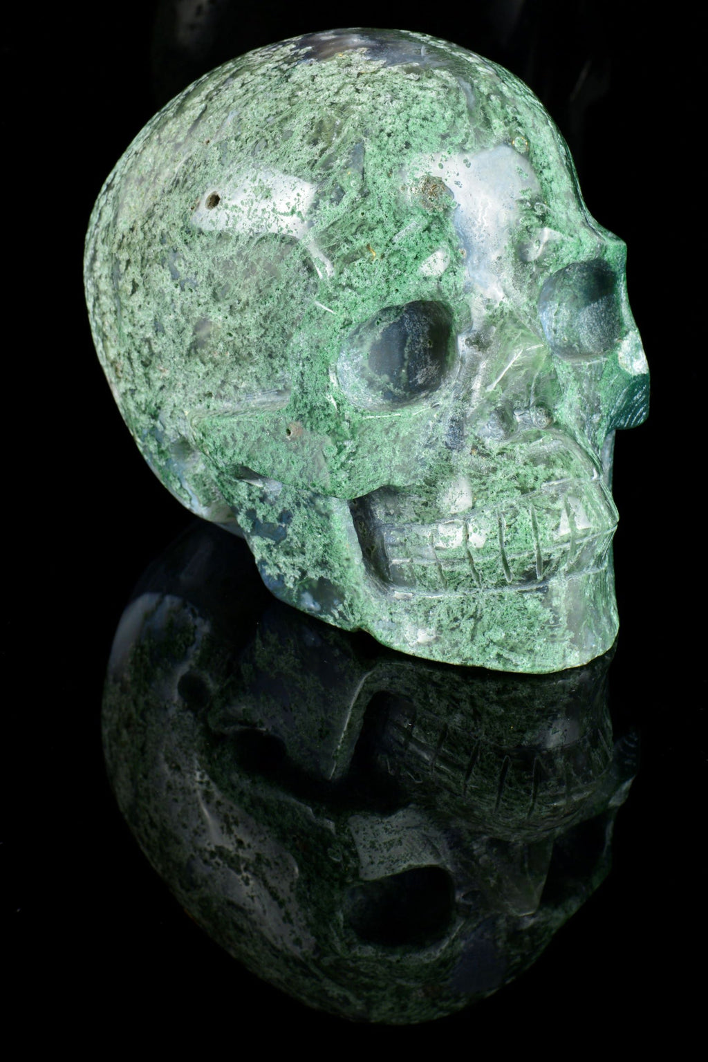 Moss Agate Skull