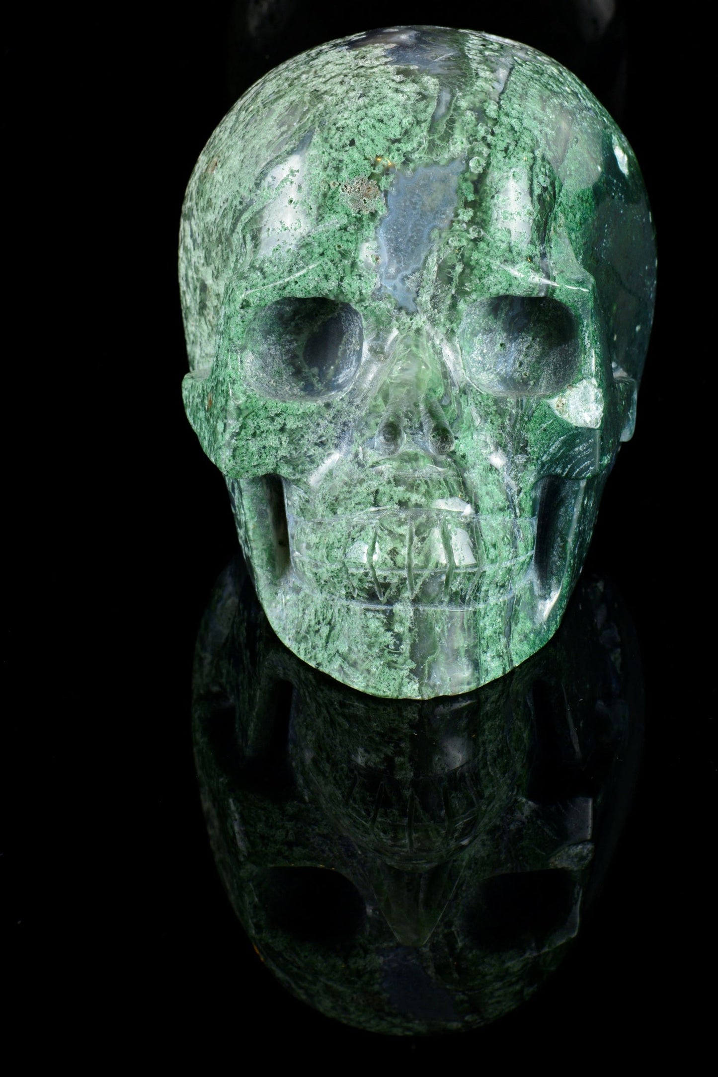 Moss Agate Skull