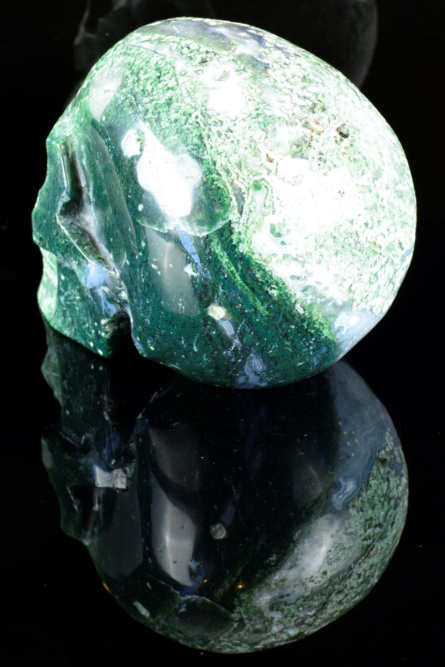 Moss Agate Skull