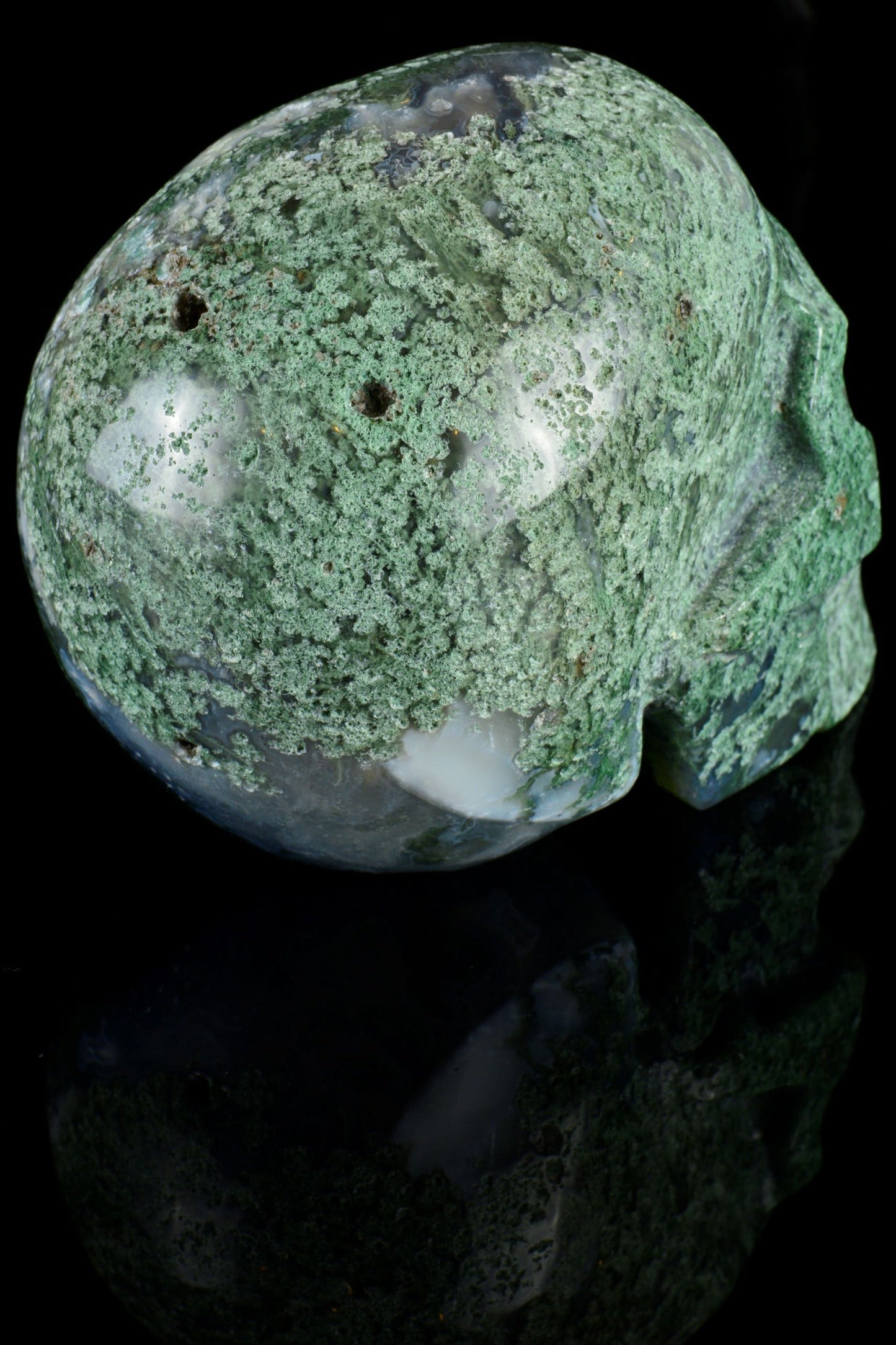 Moss Agate Skull