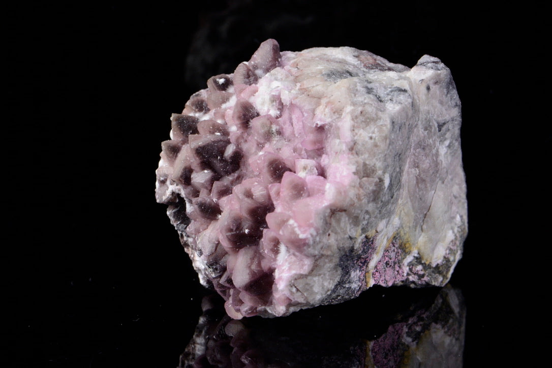 Pink Picropharmacolite on Dogtooth Calcite